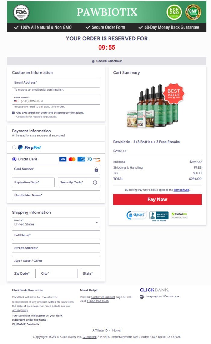 Pawbiotix Official Website Secure Order Page